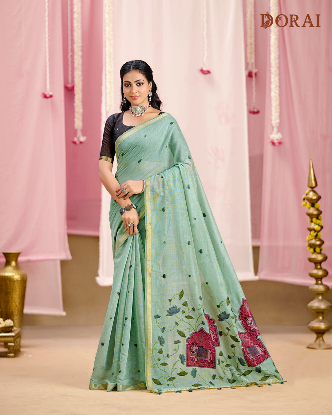 Ethereal Lavender Rangkat Muga-Cotton Saree | Traditional Ethnic Motifs