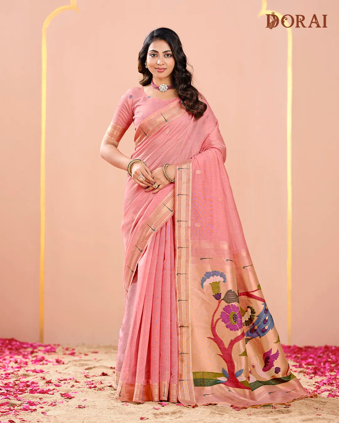 Amethyst Whisper – Lavender Muga Cotton Saree with Paithani Artistry