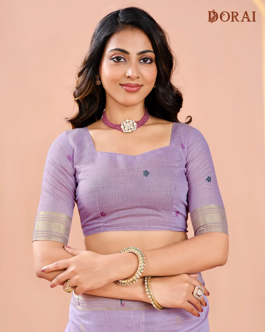 Amethyst Whisper – Lavender Muga Cotton Saree with Paithani Artistry