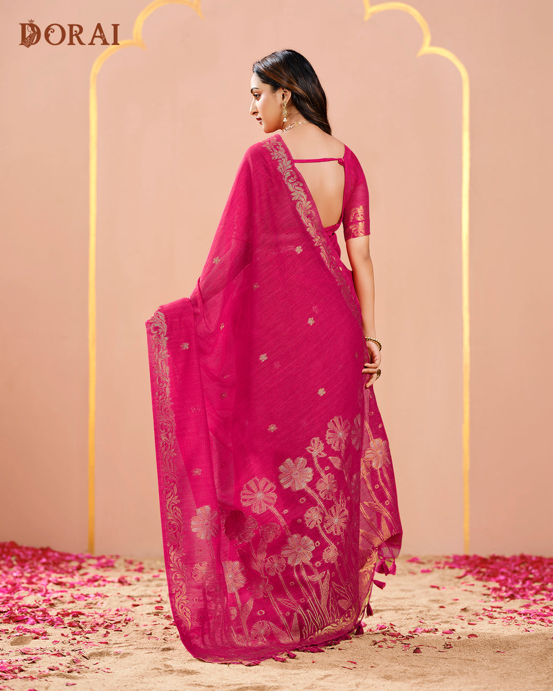 Mystic Black Zari Jamdani Saree | Handloom Jute Linen-Cotton Weave