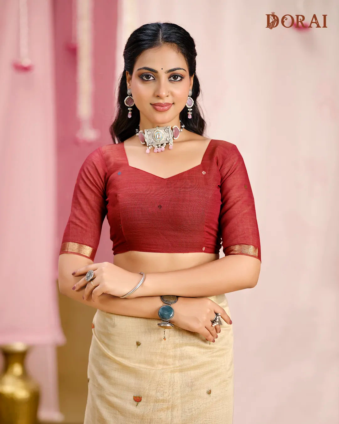 Golden Earth – Chikoo Muga Cotton Saree with Traditional Weave