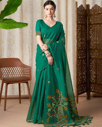 Jade Bliss – Rama Muga Cotton Saree with Jamdani Artistry