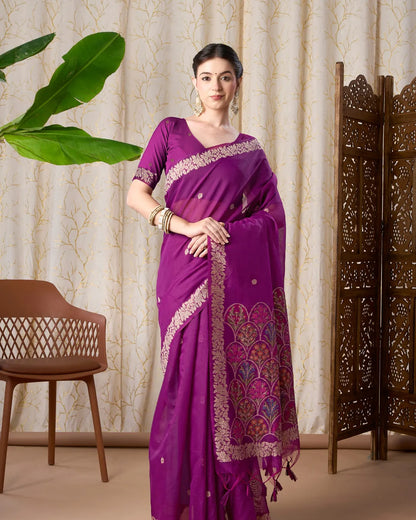 Black Muga Cotton Jamdani Saree with Multicolour Flower Pallu