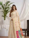 Chikoo Muga Cotton Saree with Rangkat Pallu and Jari Patti