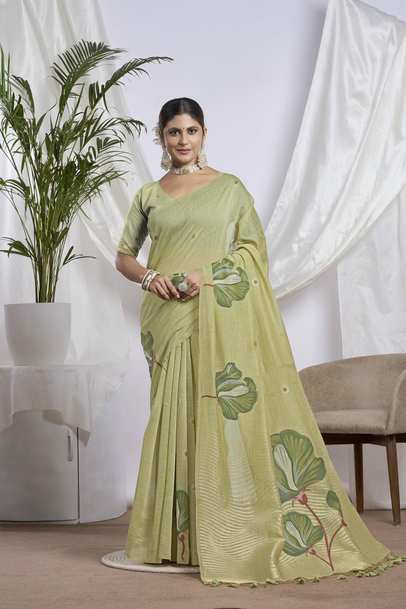 Golden Honey and Peach Soft Cotton Saree