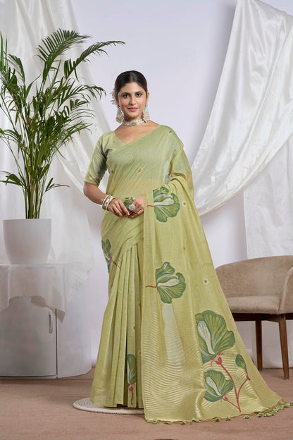 Golden Honey and Peach Soft Cotton Saree