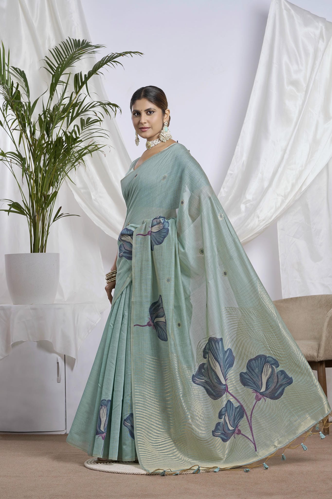 Golden Honey and Peach Soft Cotton Saree