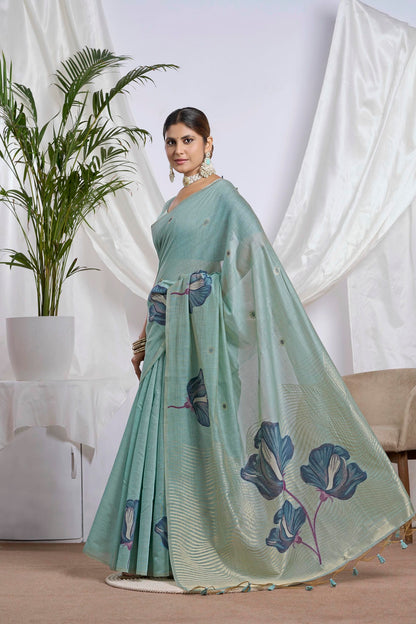 Golden Honey and Peach Soft Cotton Saree