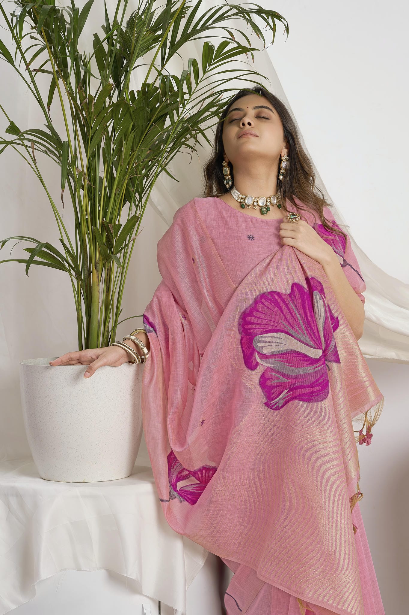 Golden Honey and Peach Soft Cotton Saree