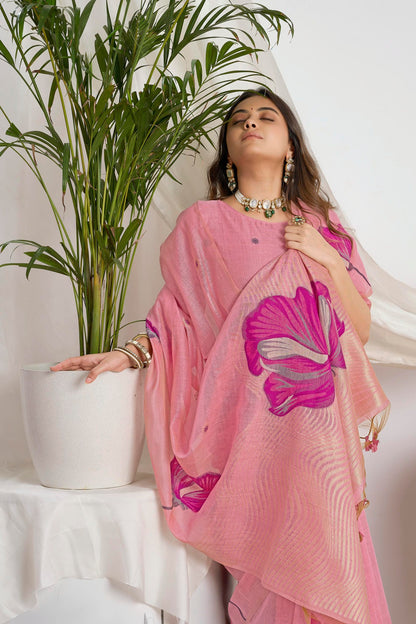 Golden Honey and Peach Soft Cotton Saree