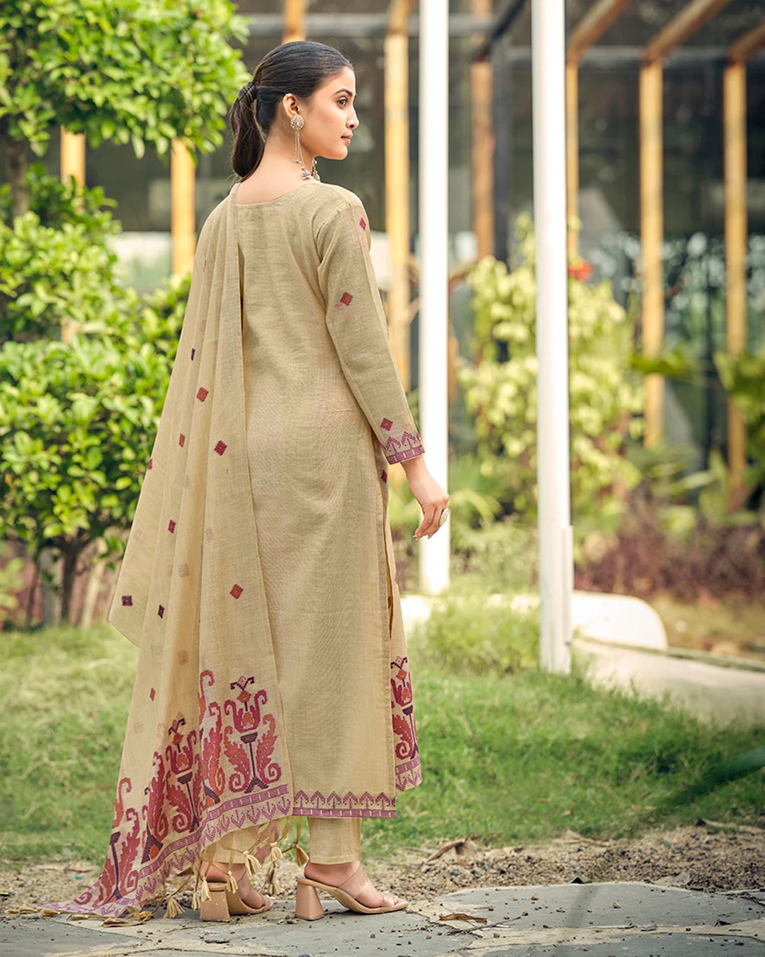Heritage Weave – Chiku Muga Cotton Suit with Artisan Motif