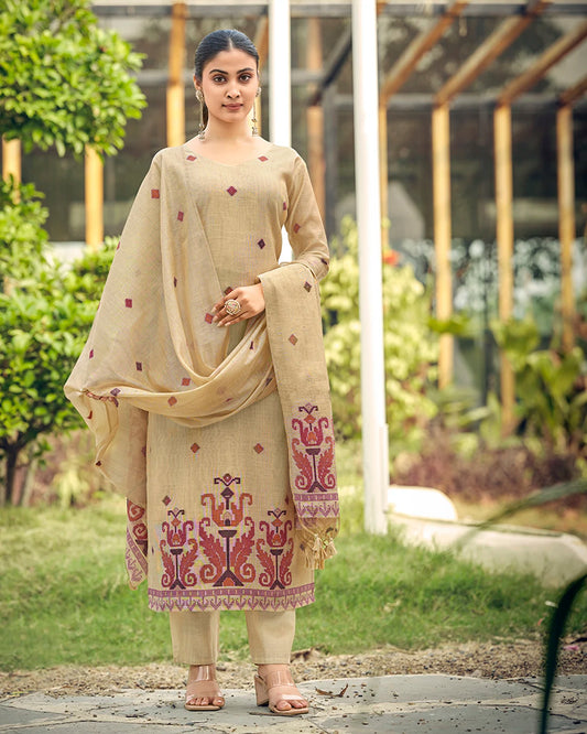 Heritage Weave – Chiku Muga Cotton Suit with Artisan Motif