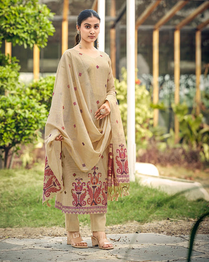 Heritage Weave – Chiku Muga Cotton Suit with Artisan Motif