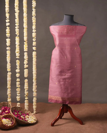 Dustrose Floral Semi Tussar Silk Unstitched Suit Material with Printed Dupatta