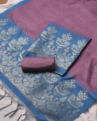 Berry Radiance – Magenta Semi Tussar Silk Unstitched Suit