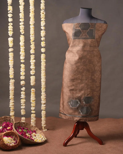 Mocha Elegance – Brown Semi Tussar Silk Unstitched Suit