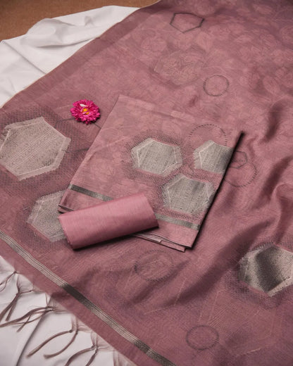 Blush Romance – Dusty Rose Semi Tussar Unstitched Dress Material