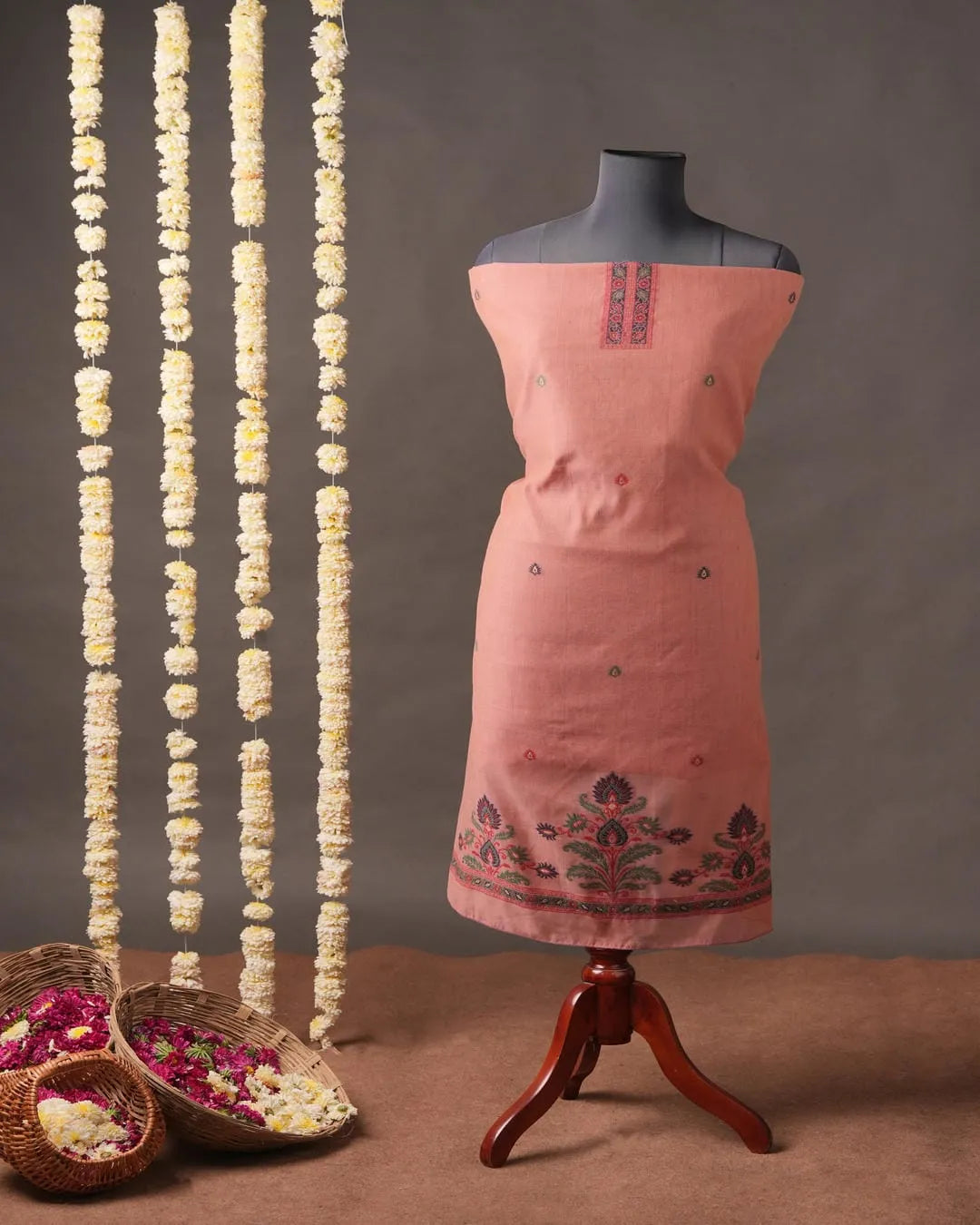 Traditional Handloom Muga Cotton Unstitched Suit  Dorai