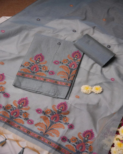 Elegant Handloom Muga Cotton Dress Material  Dorai