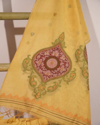 Golden Radiance – Yellow Muga Cotton Unstitched Suit