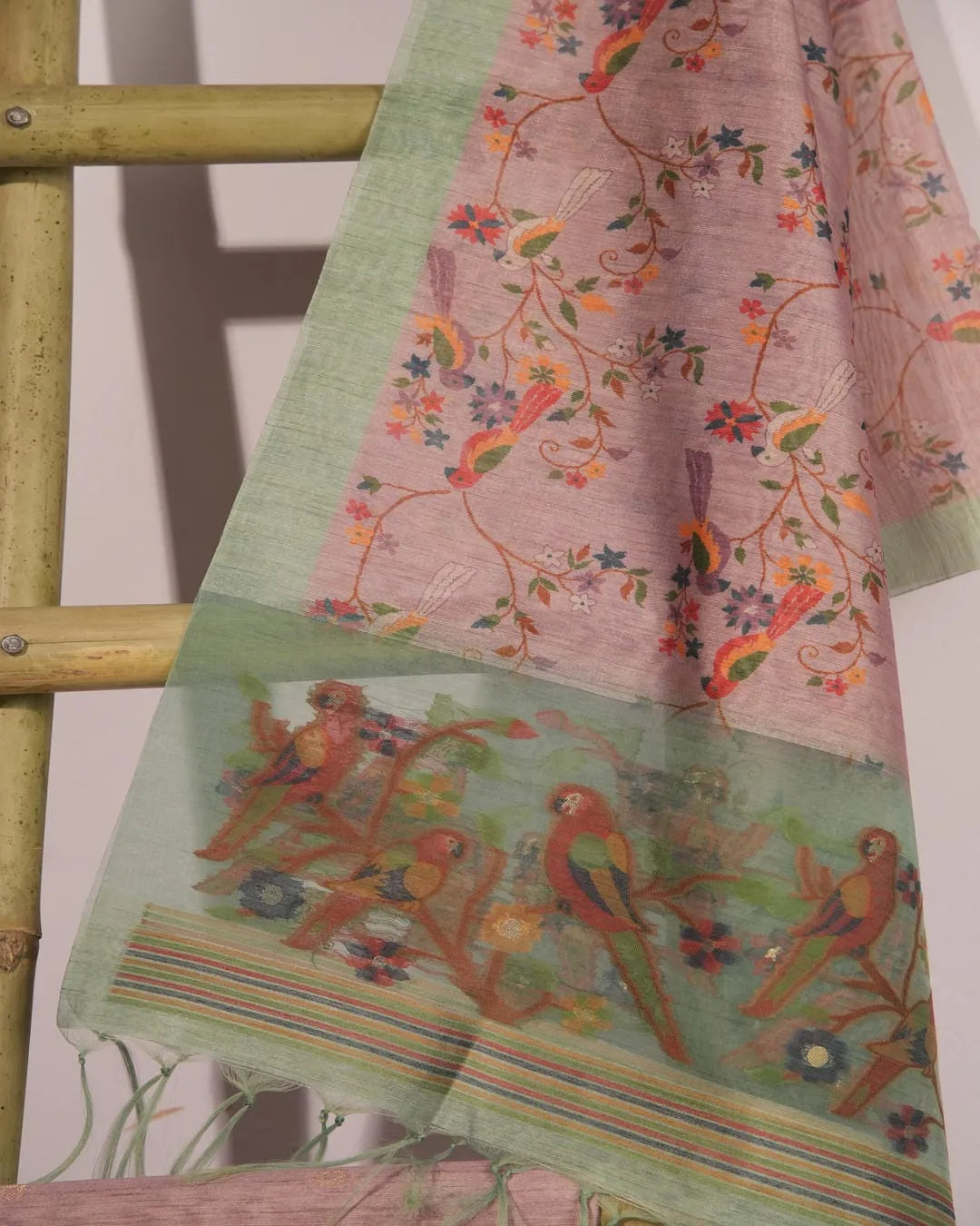 Rose Whisper – Pastel Pink Semi Tussar Silk Unstitched Suit