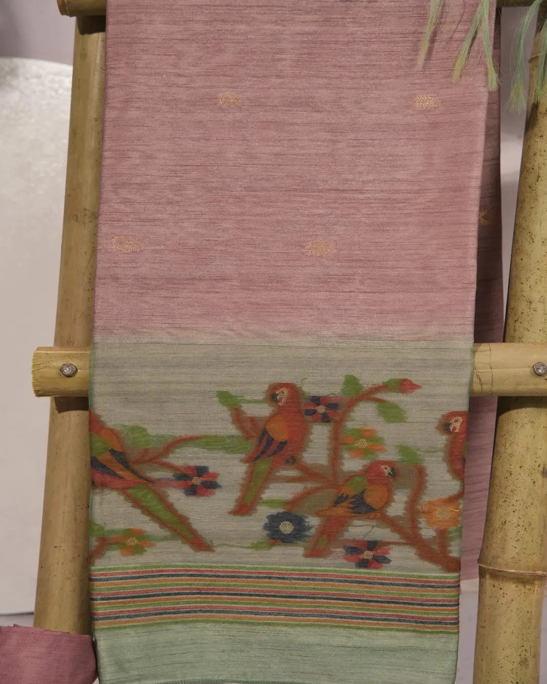 Rose Whisper – Pastel Pink Semi Tussar Silk Unstitched Suit