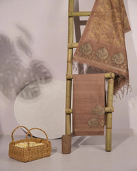 Earthy Heritage – Copper Brown Semi Tussar Unstitched Dress Material