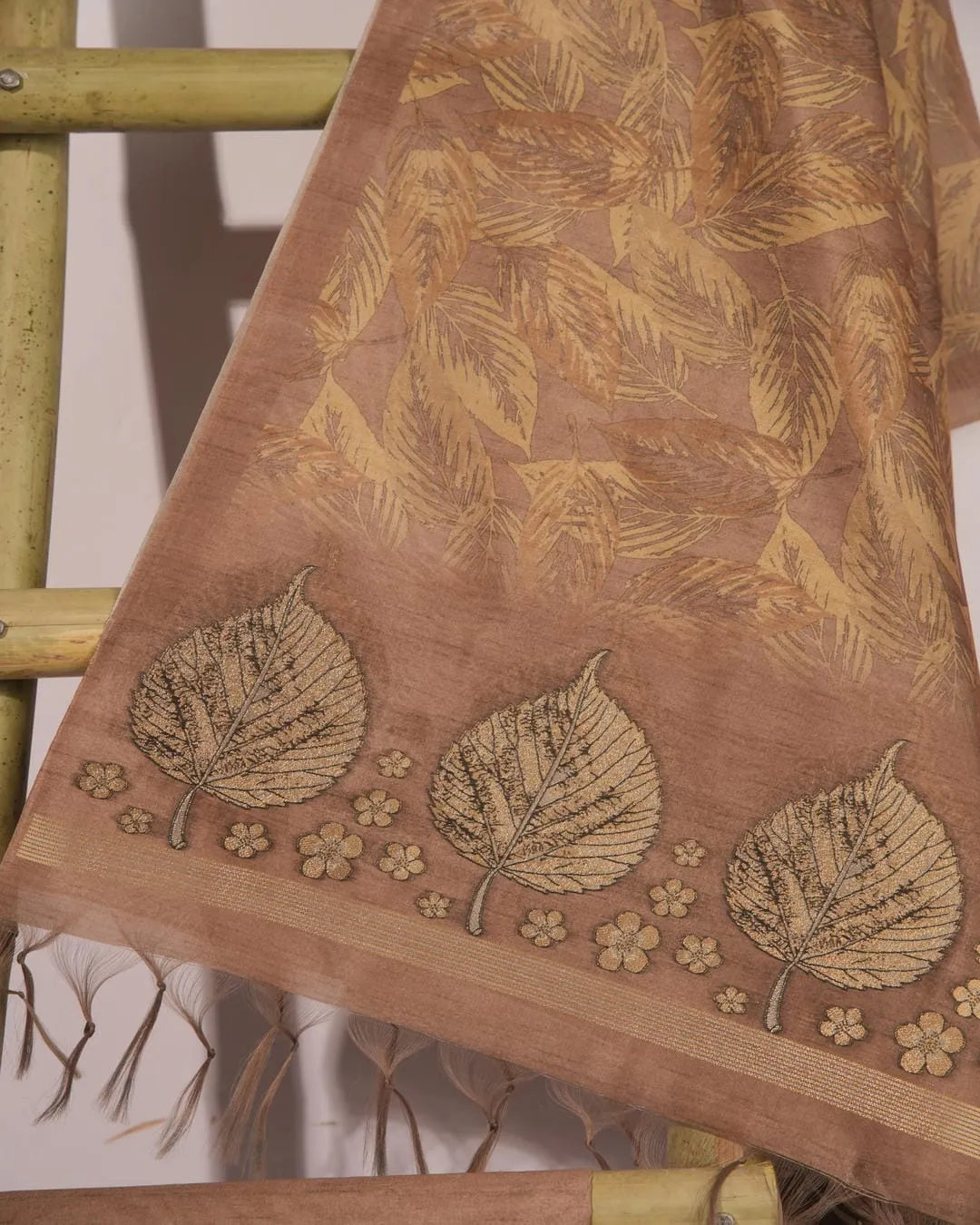 Earthy Heritage – Copper Brown Semi Tussar Unstitched Dress Material