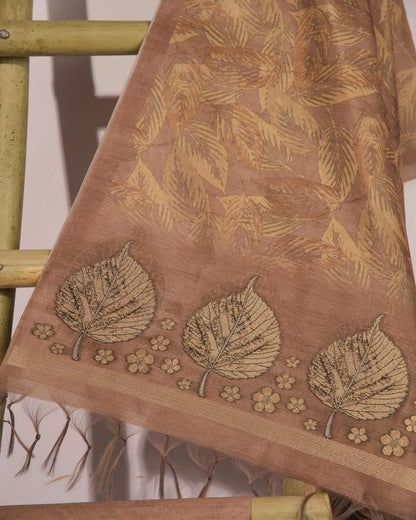 Earthy Heritage – Copper Brown Semi Tussar Unstitched Dress Material
