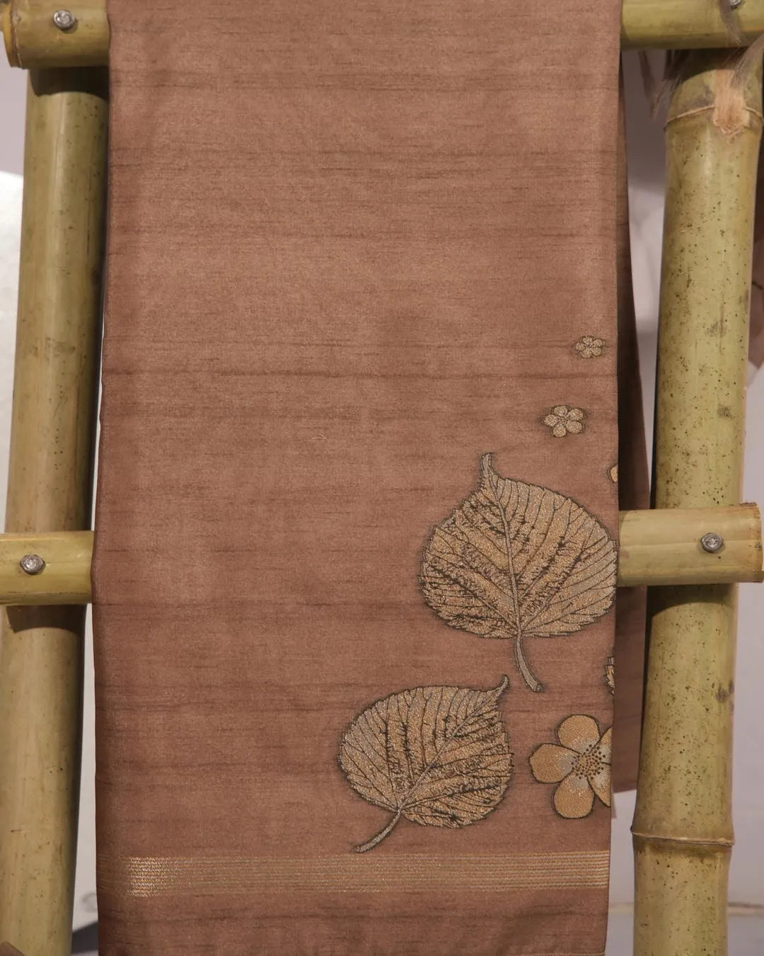 Earthy Heritage – Copper Brown Semi Tussar Unstitched Dress Material