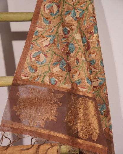 Amber Radiance – Mustard Yellow Semi Tussar Silk Unstitched Suit