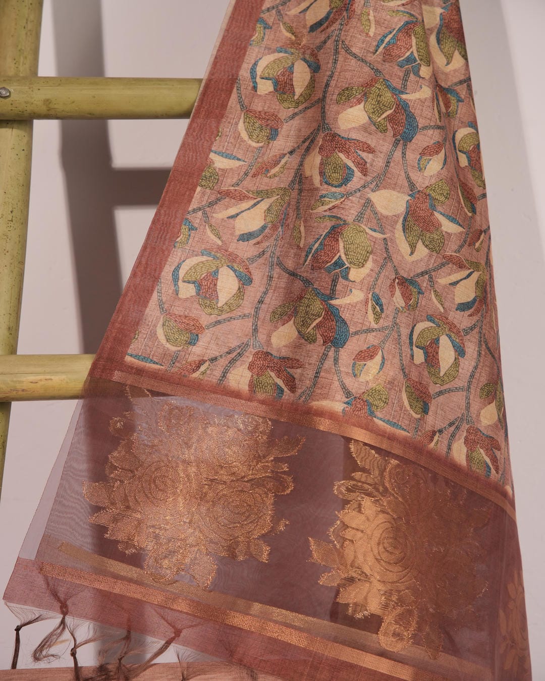 Onion Pink and Mauve-toned Semi Tussar Silk Unstitched Suit Set