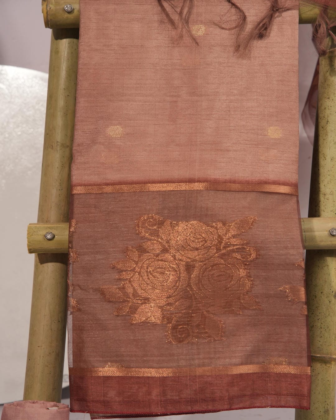 Onion Pink and Mauve-toned Semi Tussar Silk Unstitched Suit Set