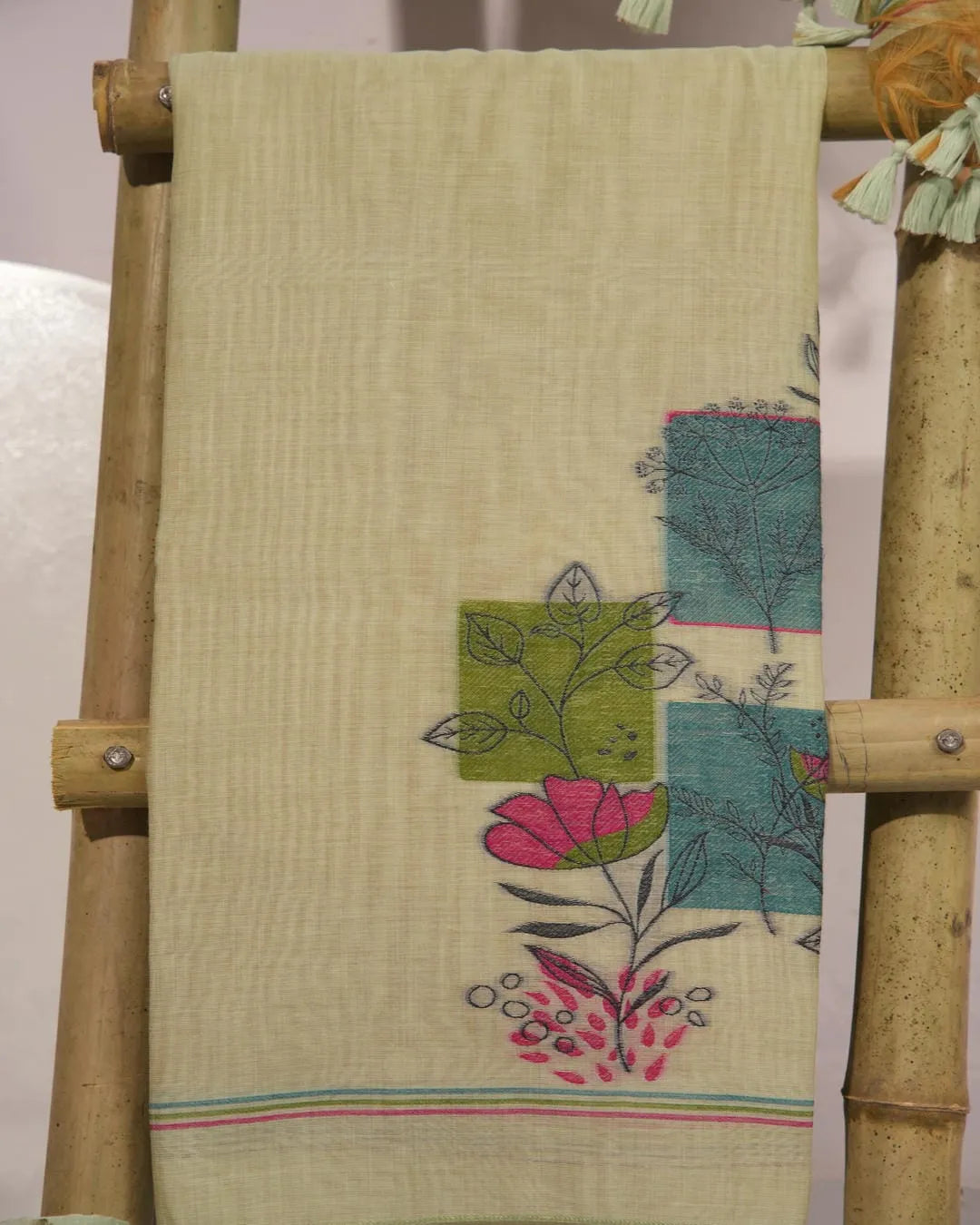 Azure Breeze – Light Sky Muga Cotton Unstitched Suit