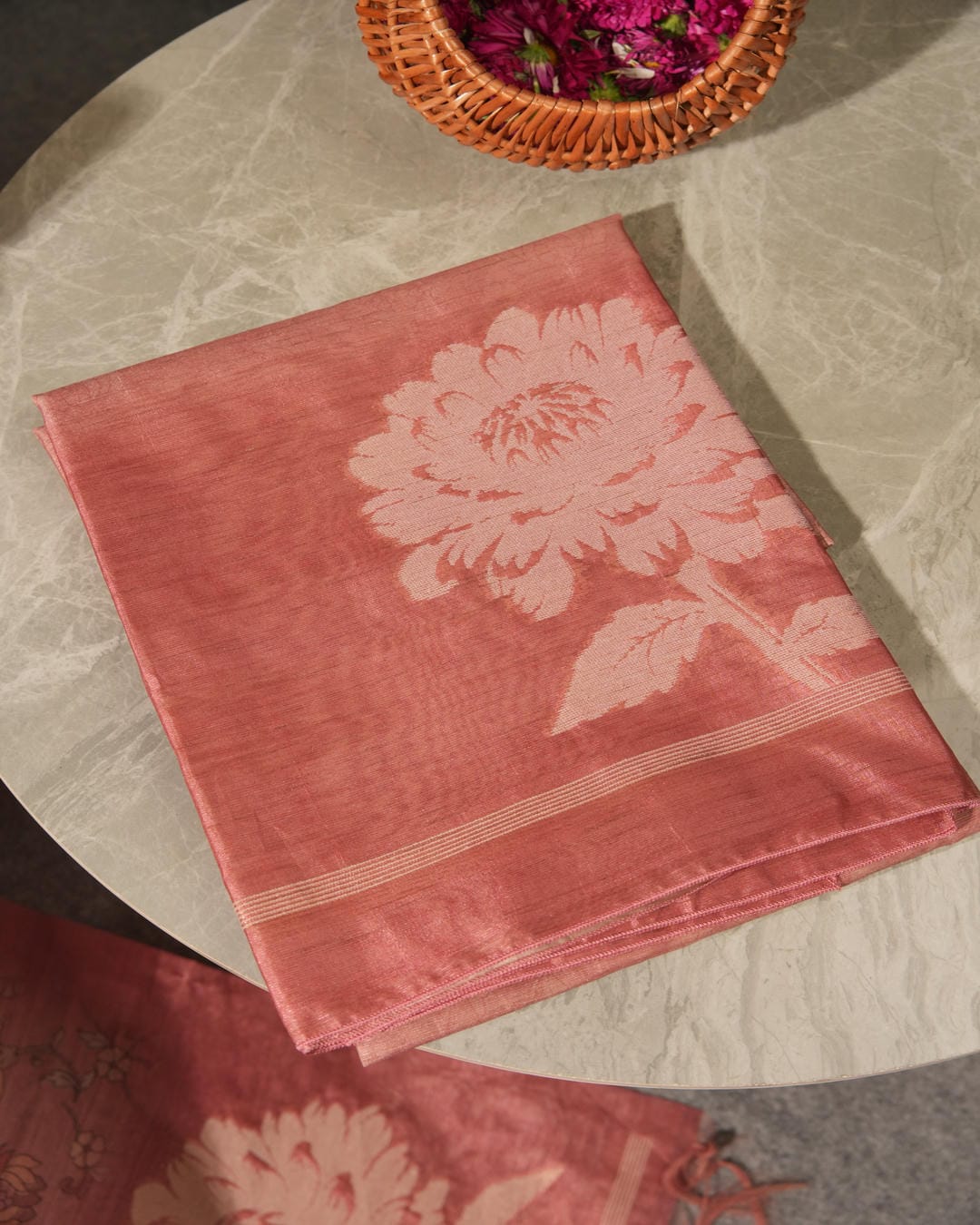 Cedar Brown Jamdani Muga Cotton Unstitched Suit Set