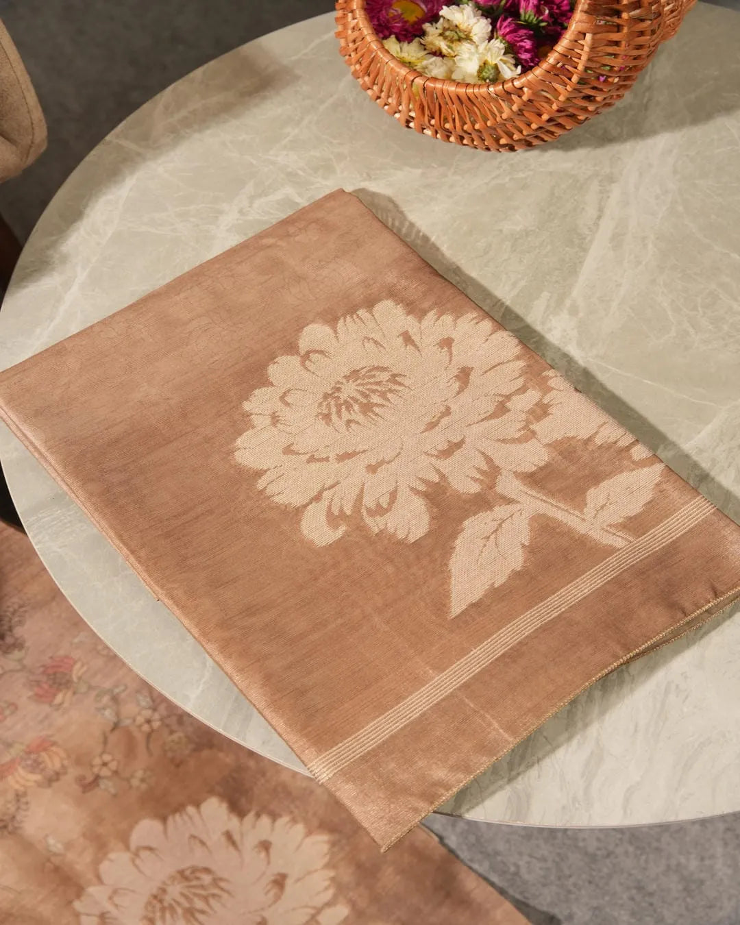 Vintage Bloom – Dusty Rose Semi Tussar Silk Unstitched Suit