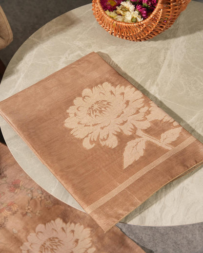 Cedar Brown Jamdani Muga Cotton Unstitched Suit Set