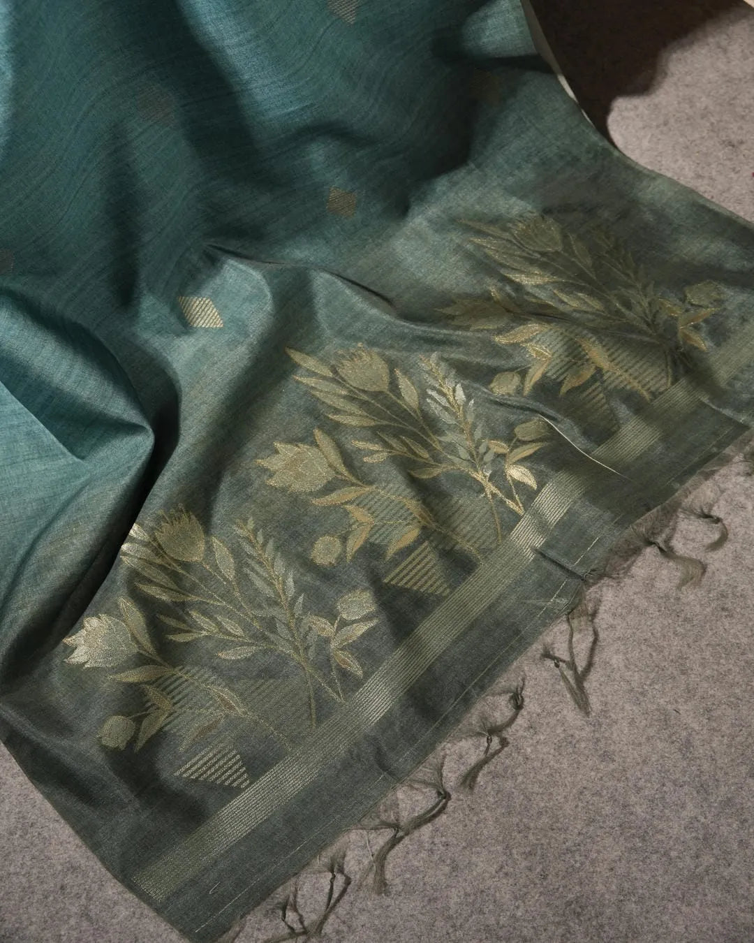 Sunset Glow – Peach Semi Tussar Silk Unstitched Suit