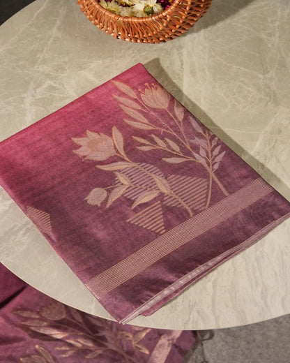 Crimson Radiance – Magenta Semi Tussar Silk Unstitched Suit