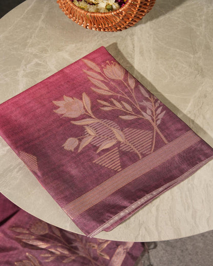 Burnt Orange Jamdani Semi Tussar Unstitched Suit Set