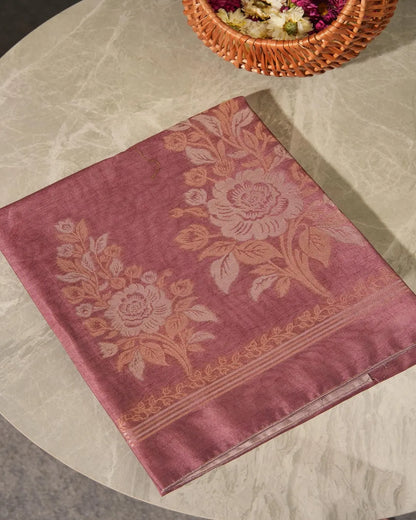 Blush Radiance – Dusty Rose Semi Tussar Silk Unstitched Suit