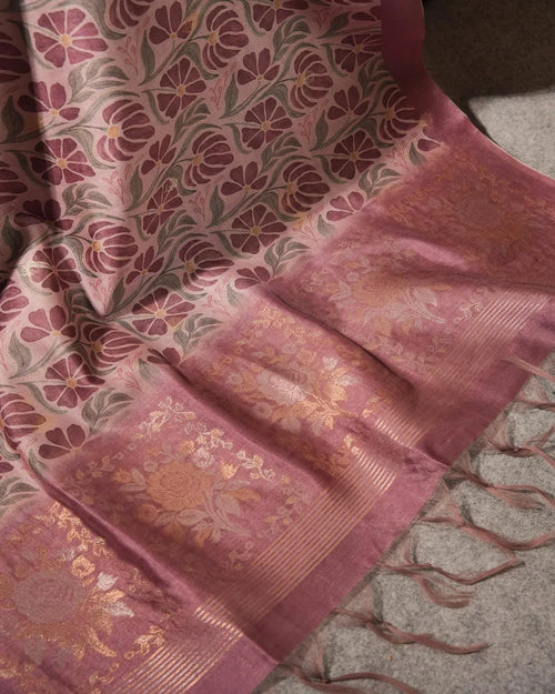 Blush Radiance – Dusty Rose Semi Tussar Silk Unstitched Suit