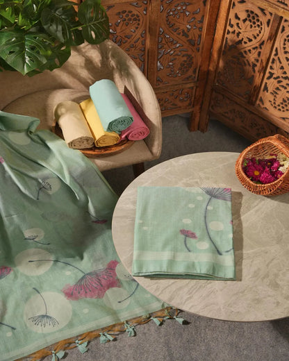 Azure Breeze – Sky Blue Muga Cotton Unstitched Suit