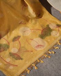 Amber Glow – Yellow Muga Cotton Unstitched Suit