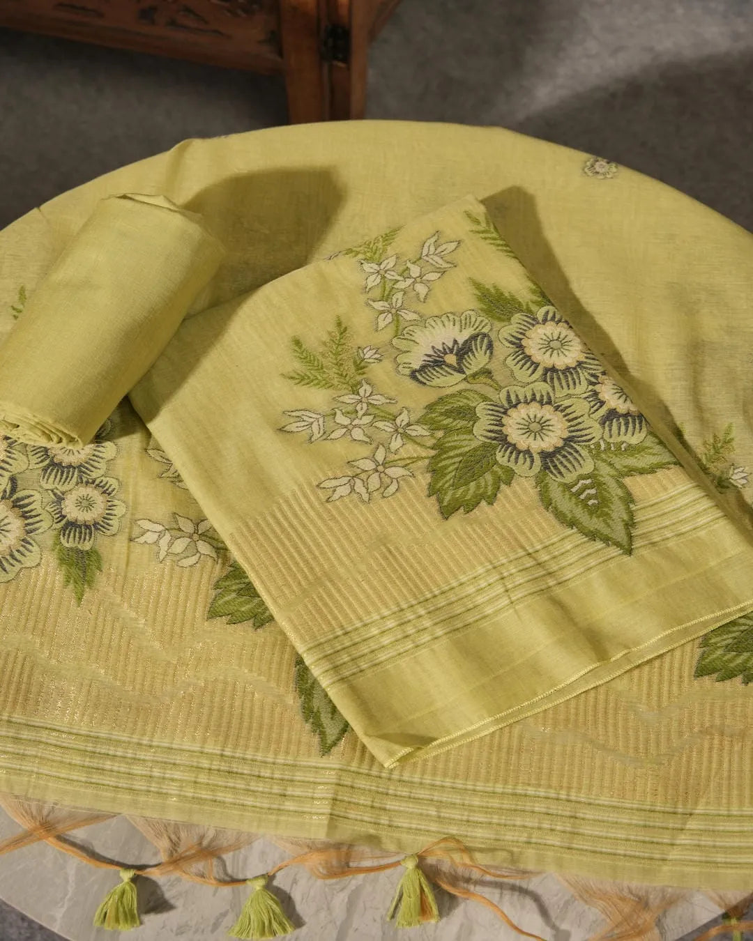 Sage Serenity – Pista Muga Cotton Unstitched Suit