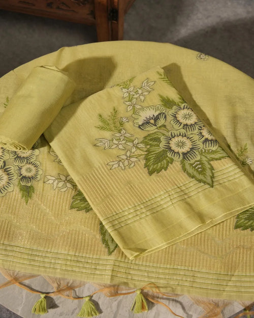 Sage Serenity – Pista Muga Cotton Unstitched Suit