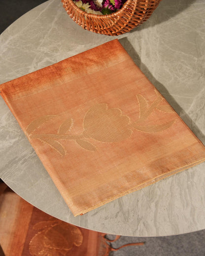 Antique Gold Ombré Semi Tussar Silk Jamdani Unstitched Suit Set