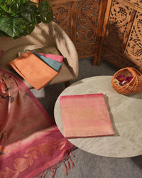 Vintage Whisper – Dusty Rose Semi Tussar Silk Unstitched Suit