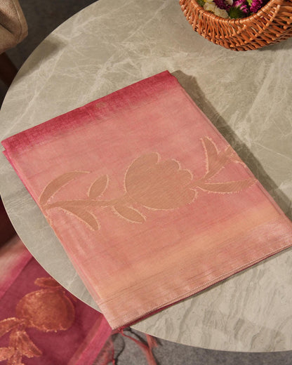 Antique Gold Ombré Semi Tussar Silk Jamdani Unstitched Suit Set