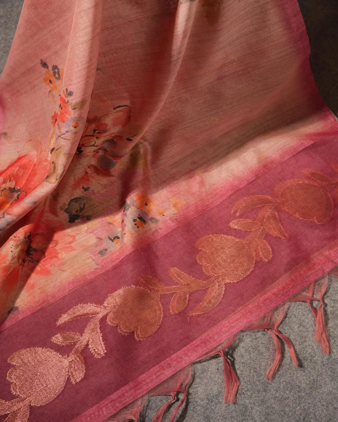 Vintage Whisper – Dusty Rose Semi Tussar Silk Unstitched Suit